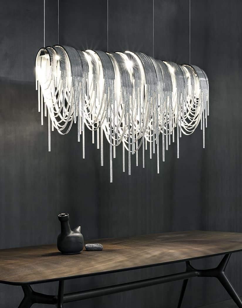 Lustra Lustre Superposé Chaîne Nickel Luxe - Neutralighting