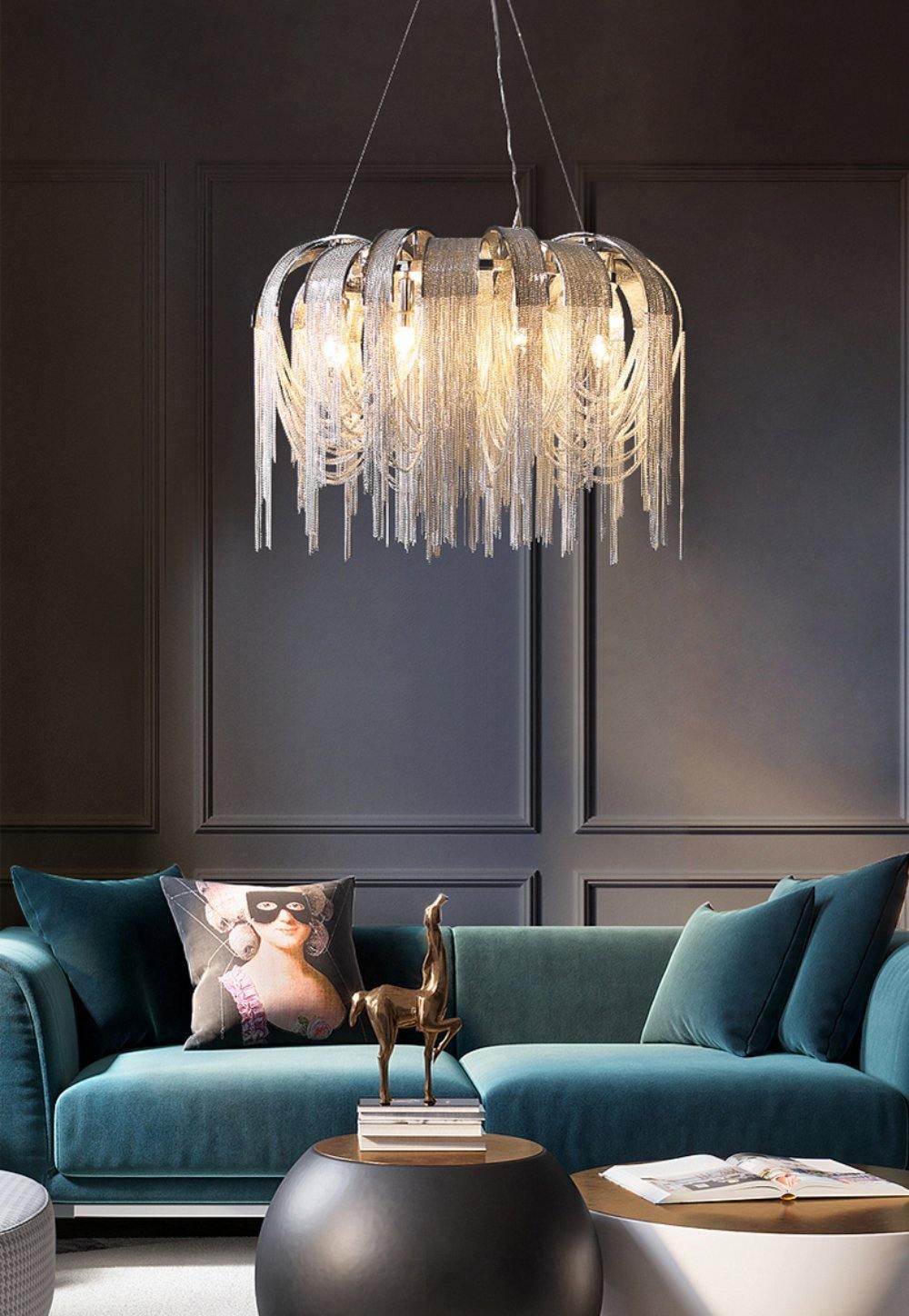 Lustra Lustre Superposé Chaîne Nickel Luxe - Neutralighting