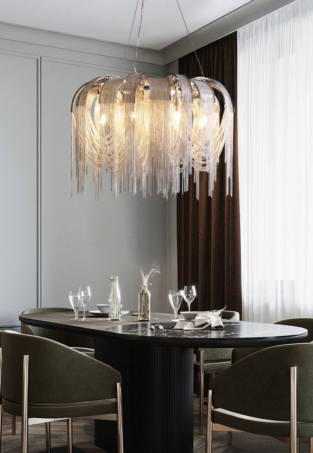 Lustra Lustre Superposé Chaîne Nickel Luxe - Neutralighting