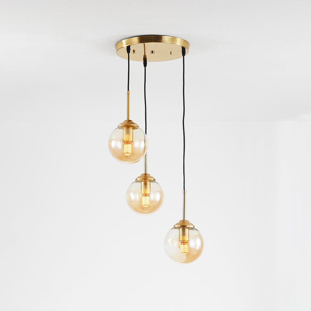 Narell Luminaires Suspension Verre Transparent Ambre - Neutralighting