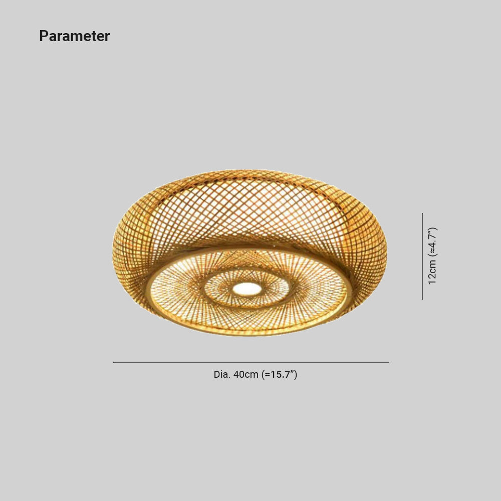 Ritta Plafonnier Rond Naturel, Rotin, Bois, Salon - Neutralighting