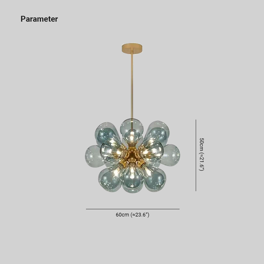 Valentina Suspension Moderne, Métal/Verre, Blanc/Bleu/Violet/Doré, Salon - Neutralighting