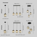 Vina Suspension Ronde/Carré Nordique. Métal/Verre. Noir/Or. Salon/Bar - Neutralighting