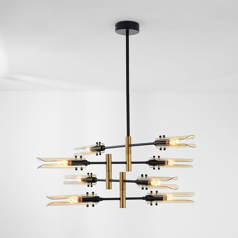 Arisha Plafonnier Linéaire Moderne, Métal/Verre, Gris Fumé/Ambre, Salon - Neutralighting