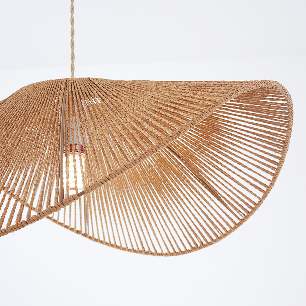 Ritta Twine Suspension Ronde Naturelle, Métal/Rotin, Marron/Beige, Cuisine/Bureau - Neutralighting