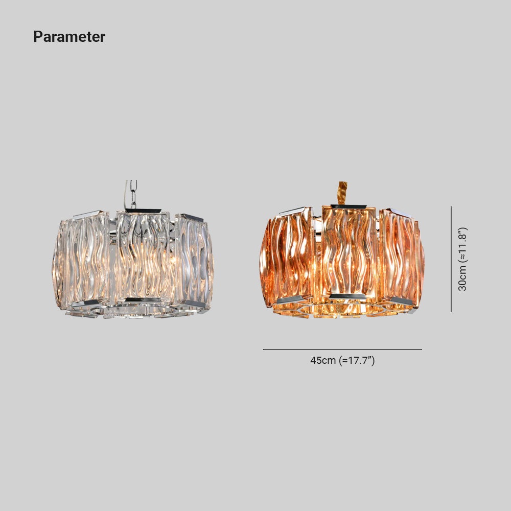 Kristy Lustre Rectangulaire Cristal, Métal/Cristal, Dégagé/Champagne, Salon - Neutralighting