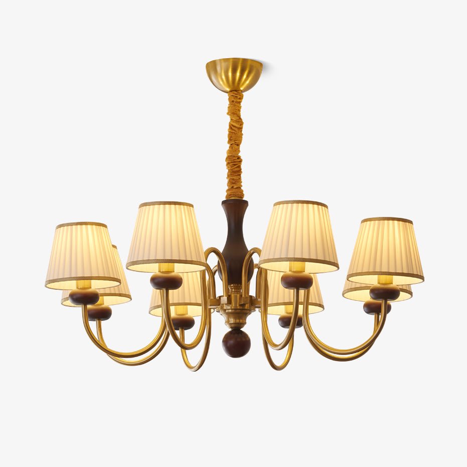 Erthaos Chandelier Bois Tissu Plissé Élégance Traditionnelle - Neutralighting