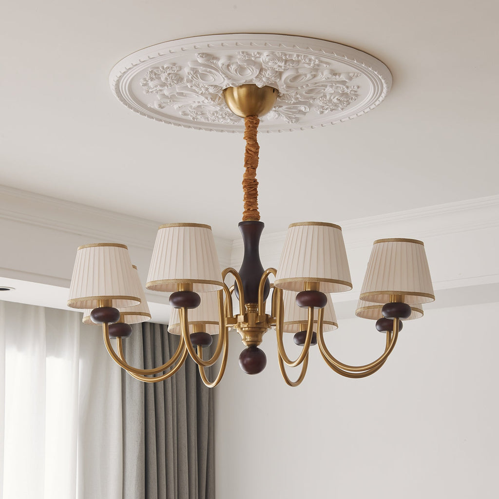 Erthaos Chandelier Bois Tissu Plissé Élégance Traditionnelle - Neutralighting