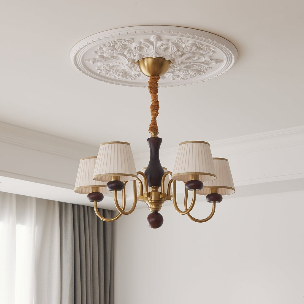 Erthaos Chandelier Bois Tissu Plissé Élégance Traditionnelle - Neutralighting