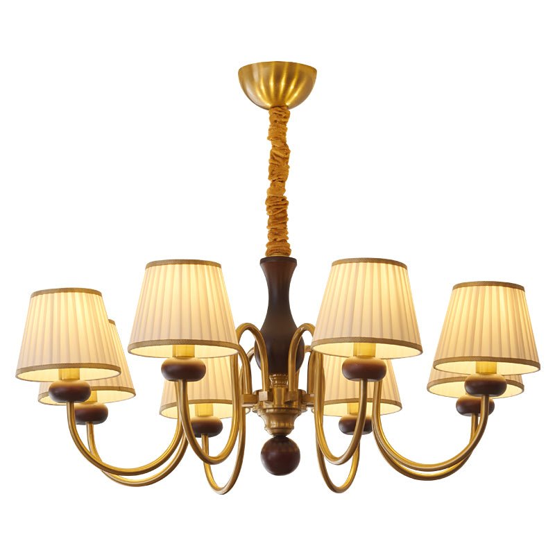 Erthaos Chandelier Bois Tissu Plissé Élégance Traditionnelle - Neutralighting