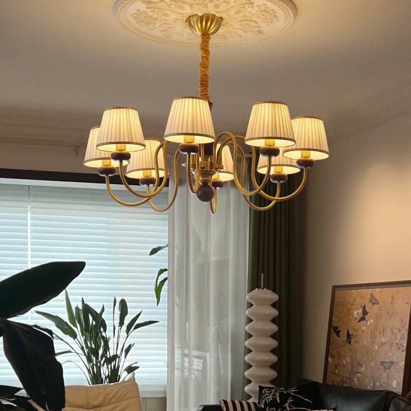 Erthaos Chandelier Bois Tissu Plissé Élégance Traditionnelle - Neutralighting