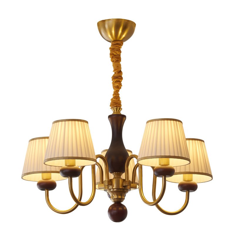 Erthaos Chandelier Bois Tissu Plissé Élégance Traditionnelle - Neutralighting