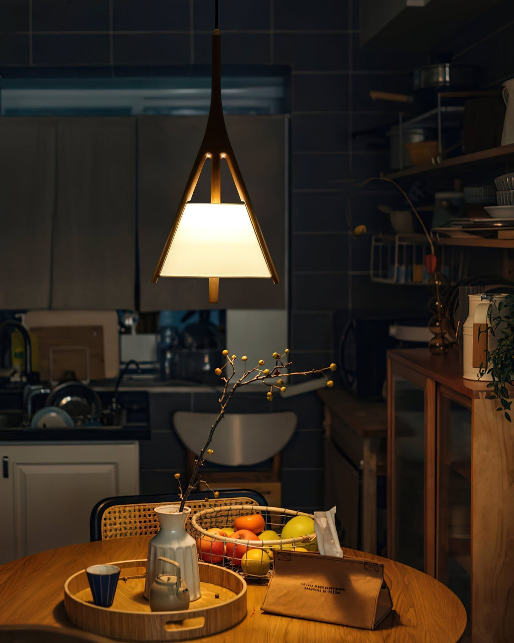 Zovenarae Triangulaire Bois Pendentif Lumière - Neutralighting