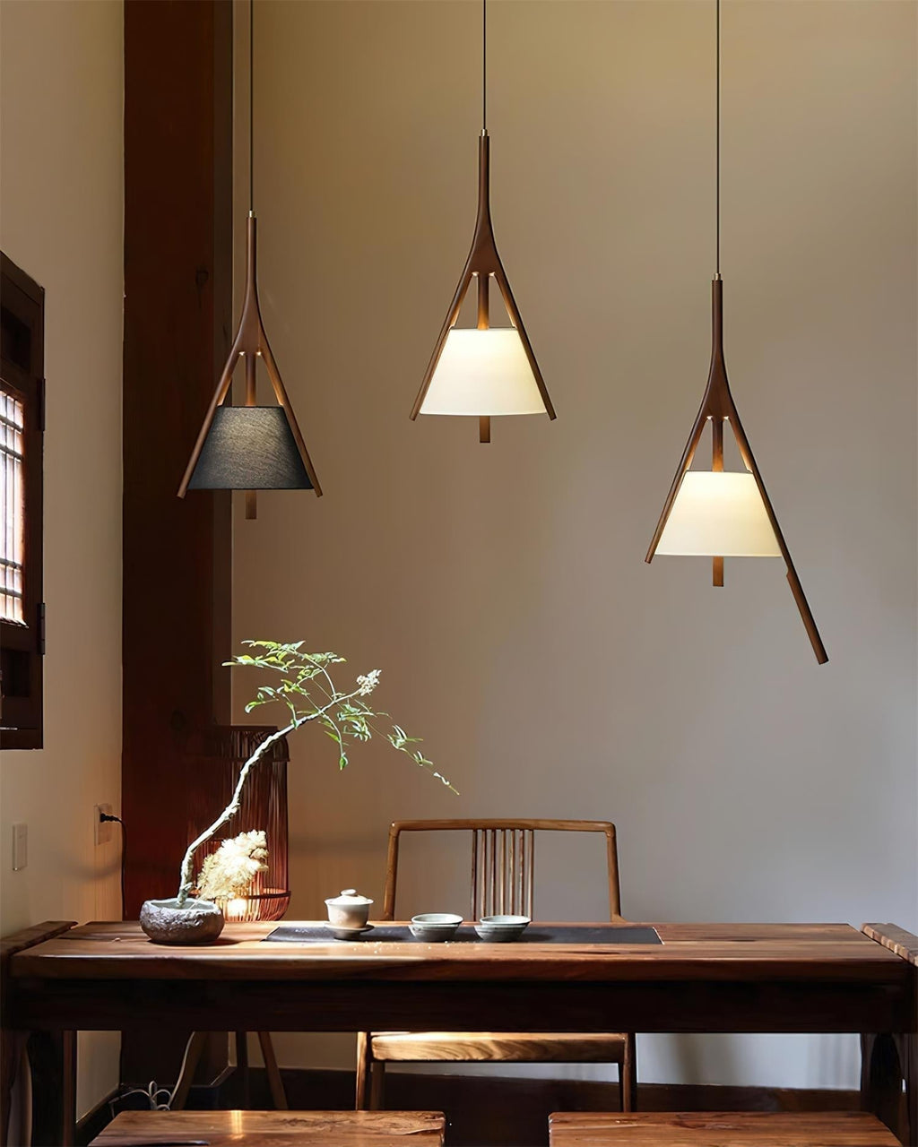 Zovenarae Triangulaire Bois Pendentif Lumière - Neutralighting