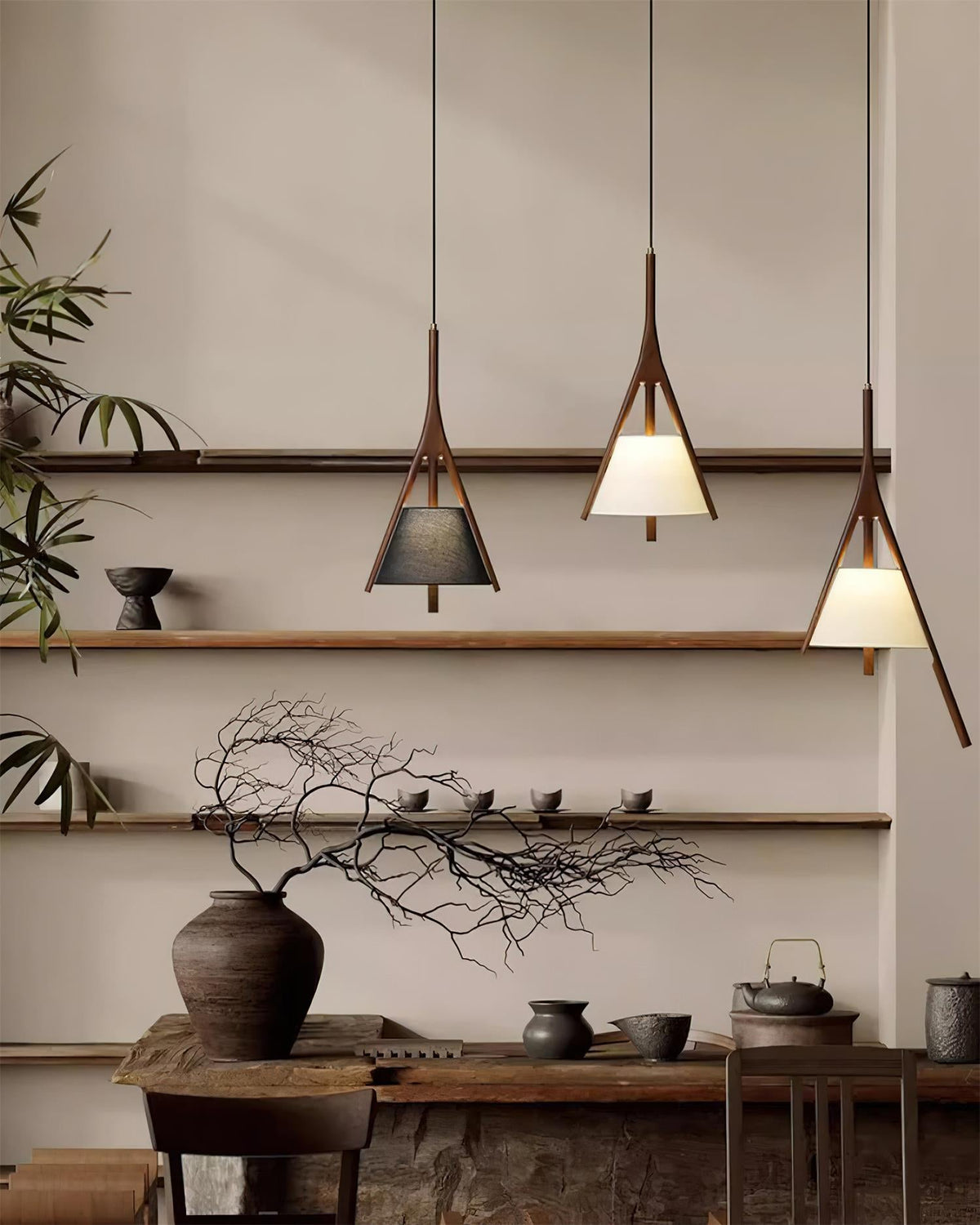 Zovenarae Triangulaire Bois Pendentif Lumière - Neutralighting