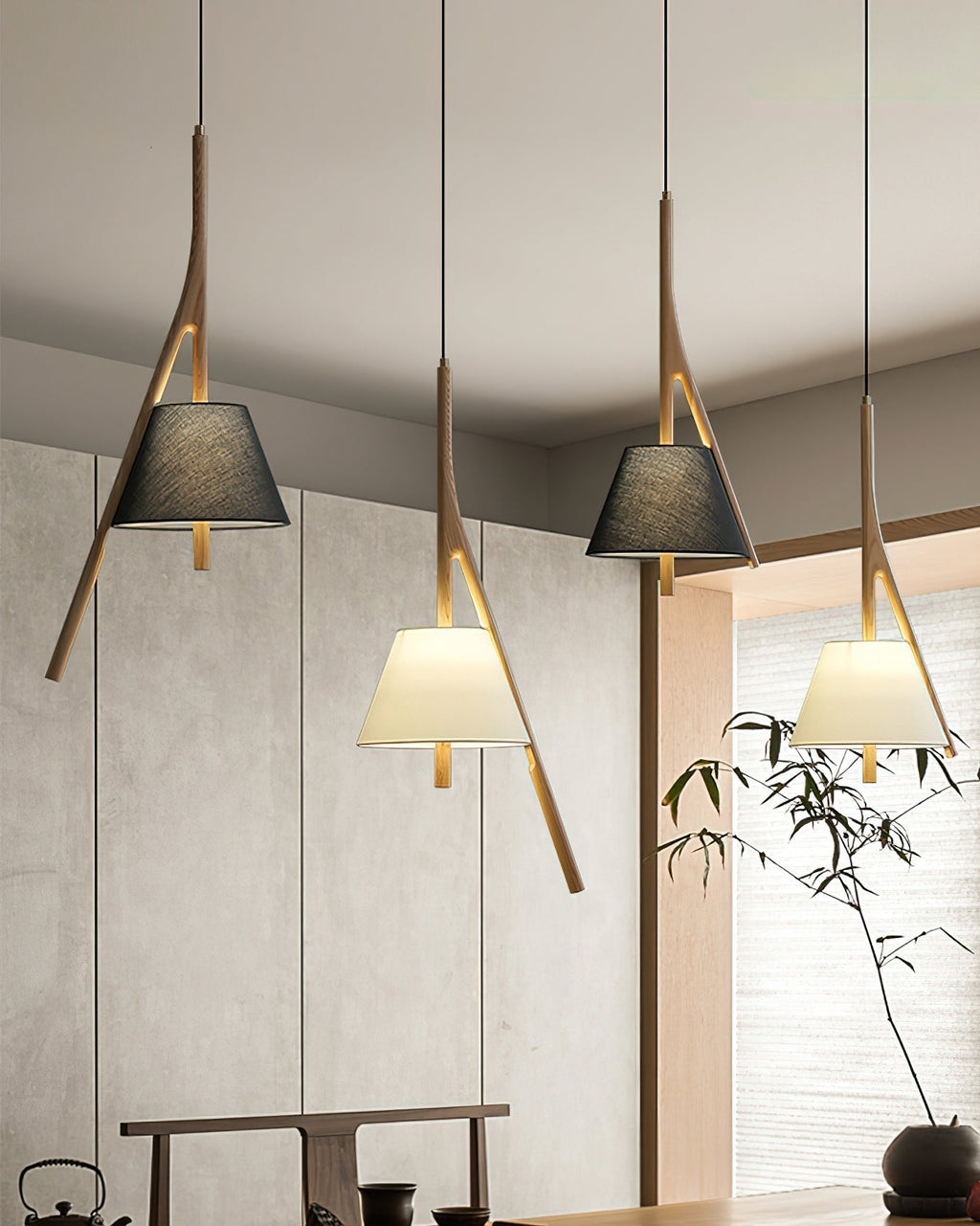 Zovenarae Triangulaire Bois Pendentif Lumière - Neutralighting