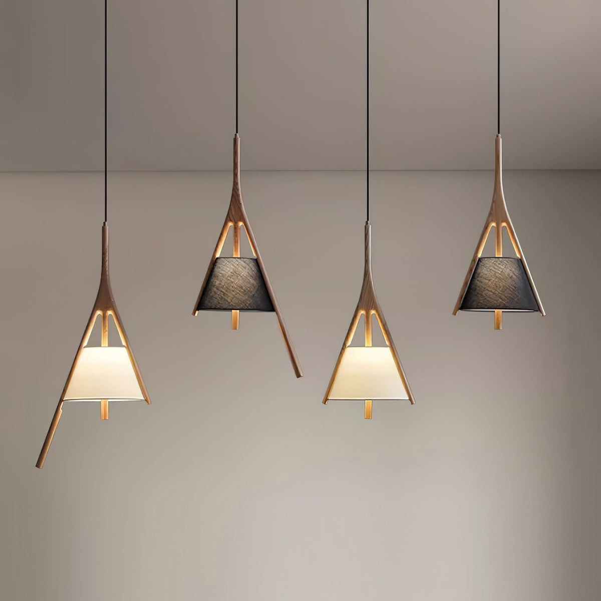 Zovenarae Triangulaire Bois Pendentif Lumière - Neutralighting