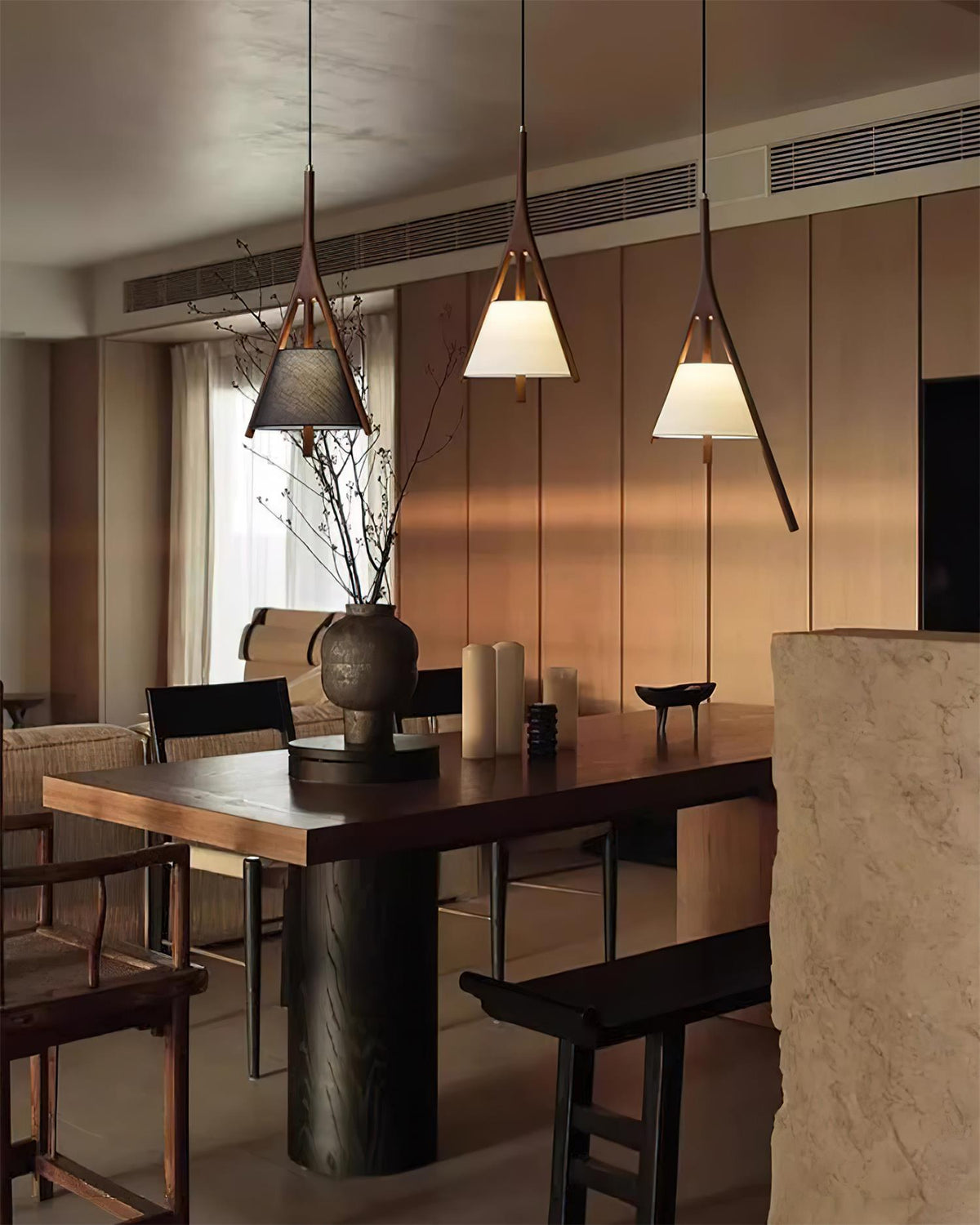 Zovenarae Triangulaire Bois Pendentif Lumière - Neutralighting
