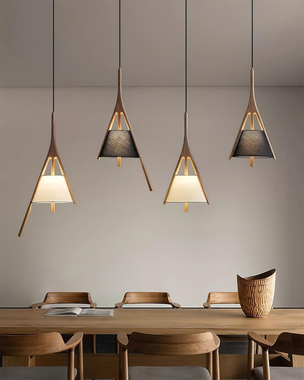 Zovenarae Triangulaire Bois Pendentif Lumière - Neutralighting