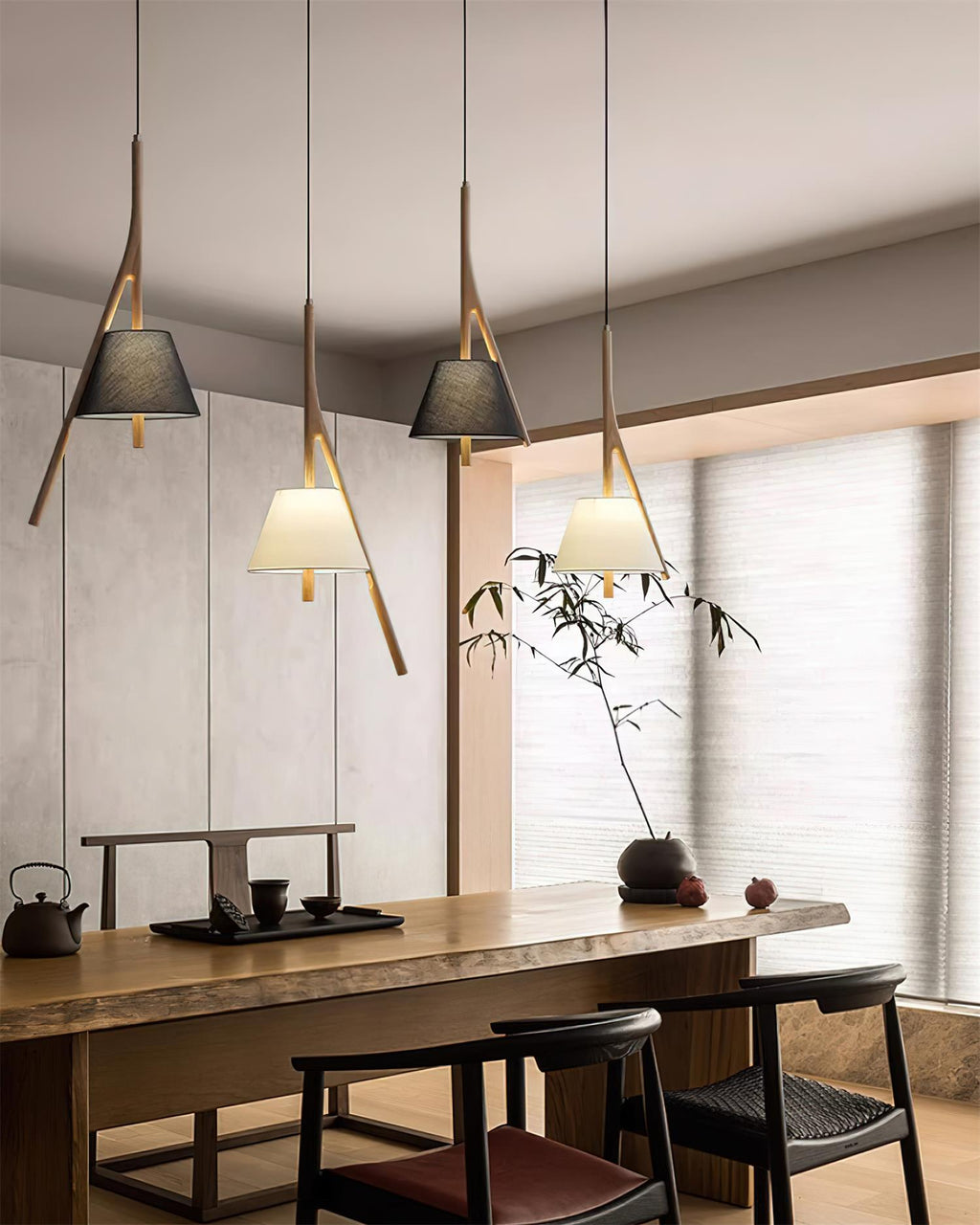 Zovenarae Triangulaire Bois Pendentif Lumière - Neutralighting