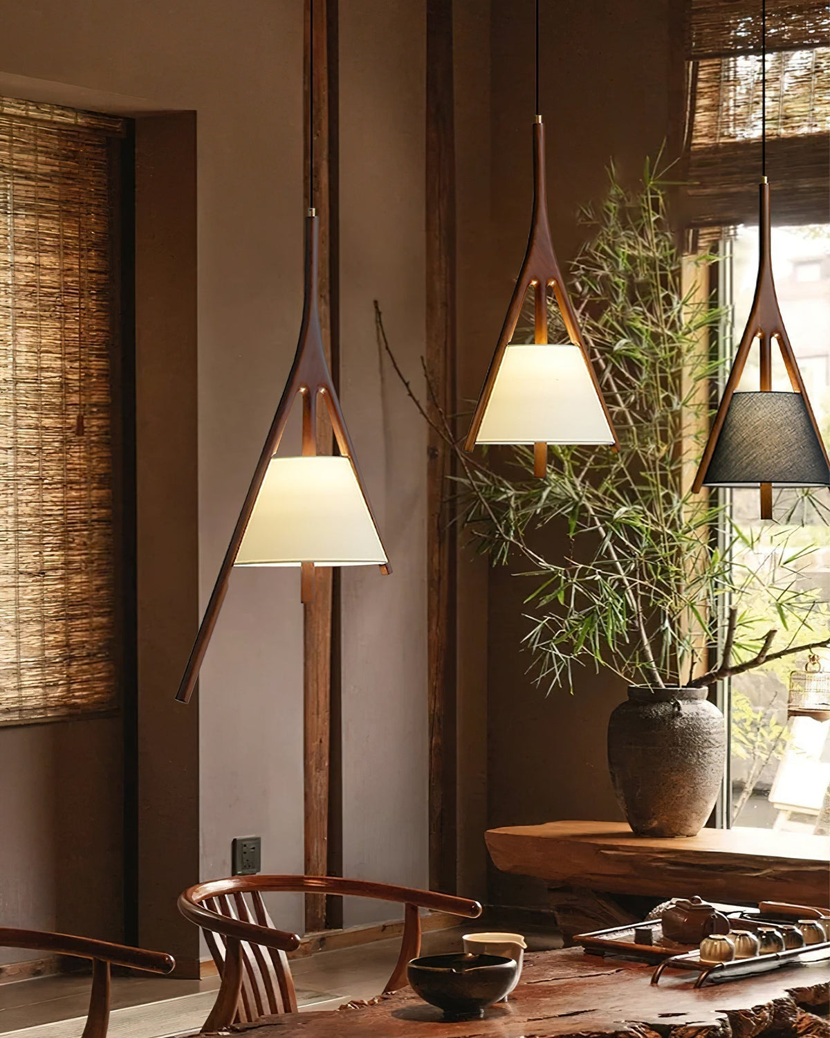 Zovenarae Triangulaire Bois Pendentif Lumière - Neutralighting