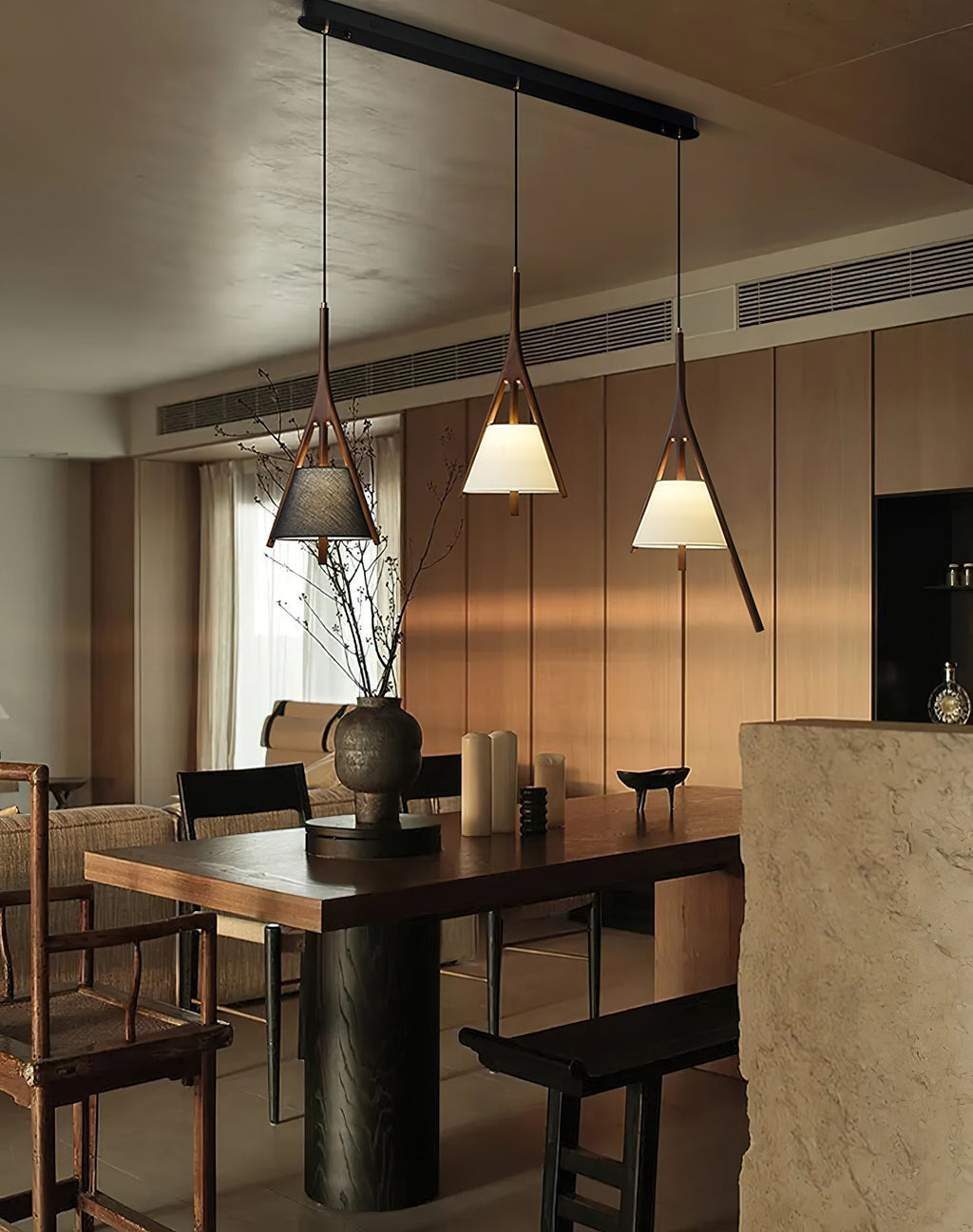 Zovenarae Triangulaire Bois Pendentif Lumière - Neutralighting