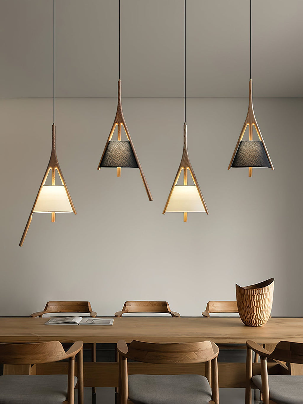 Zovenarae Triangulaire Bois Pendentif Lumière - Neutralighting