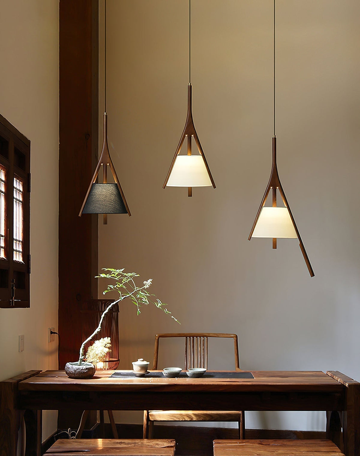 Zovenarae Triangulaire Bois Pendentif Lumière - Neutralighting