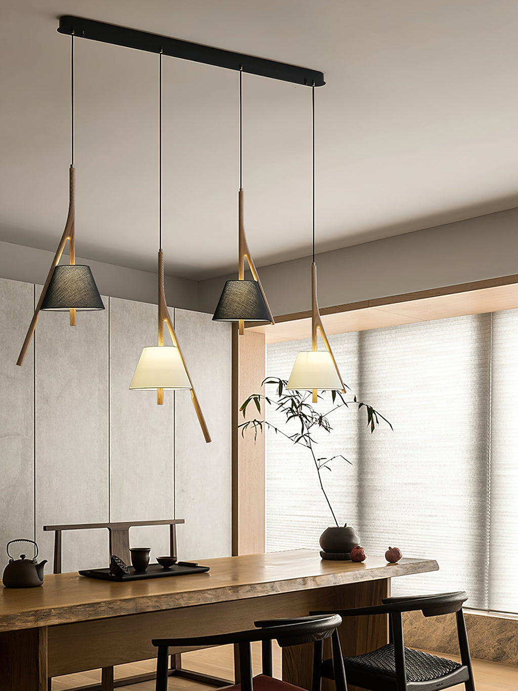 Zovenarae Triangulaire Bois Pendentif Lumière - Neutralighting