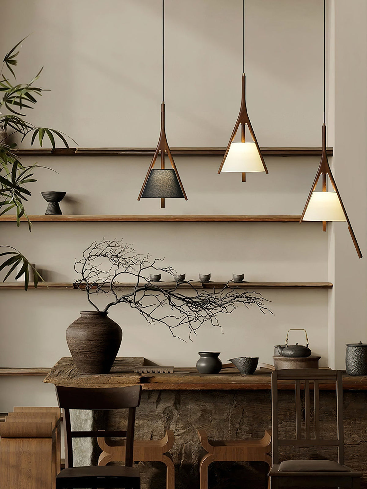 Zovenarae Triangulaire Bois Pendentif Lumière - Neutralighting