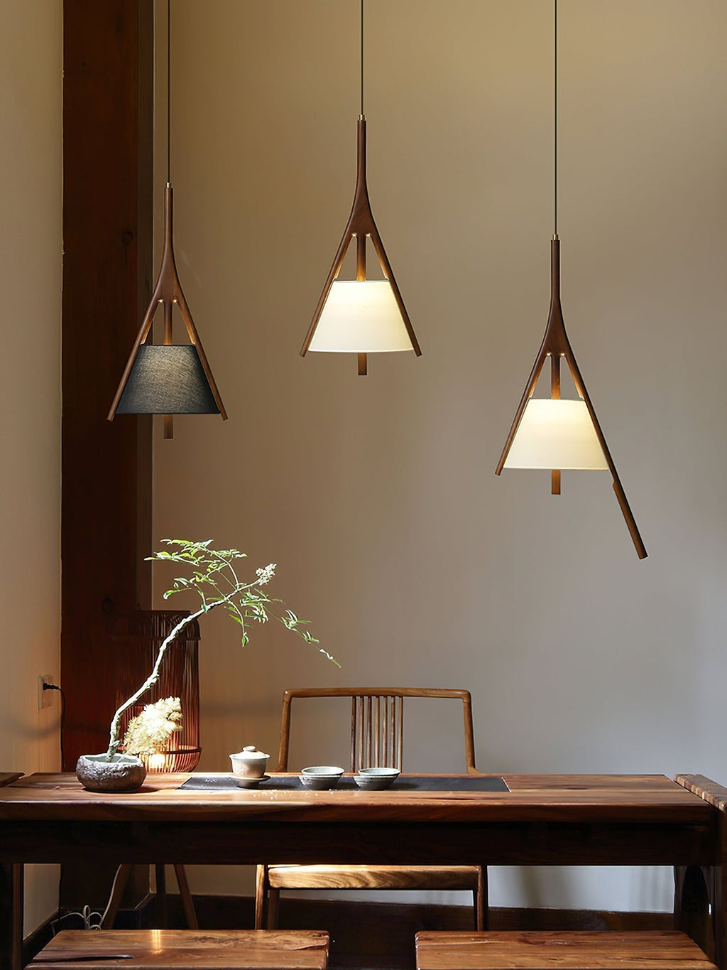 Zovenarae Triangulaire Bois Pendentif Lumière - Neutralighting