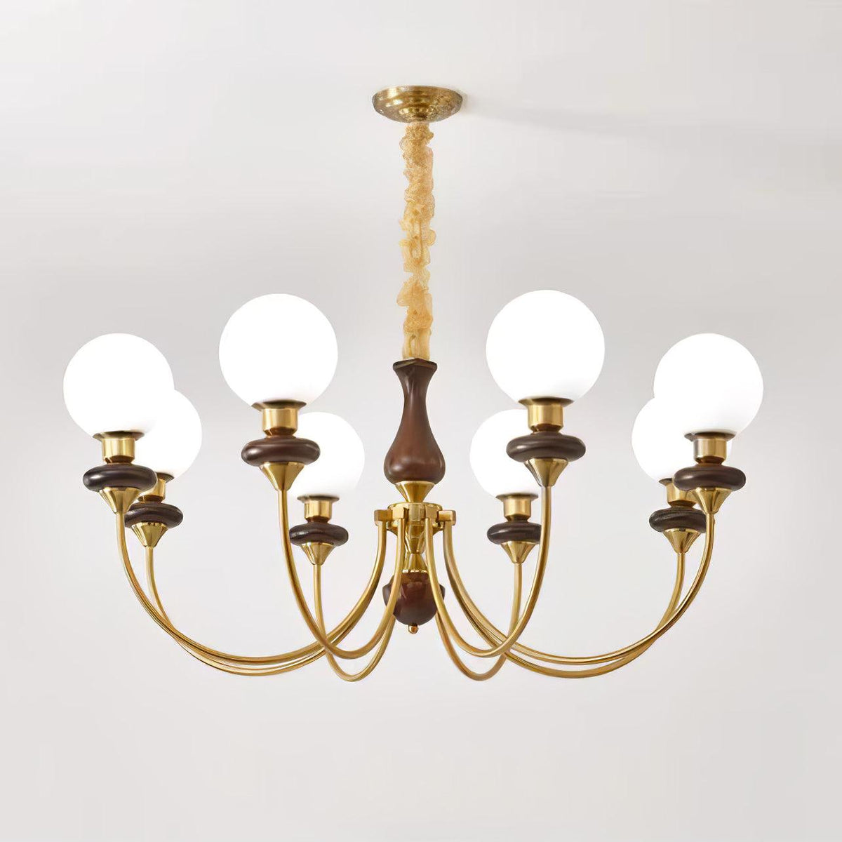 Lustra Chandelier Rétro Laiton Noyer Verre - Neutralighting