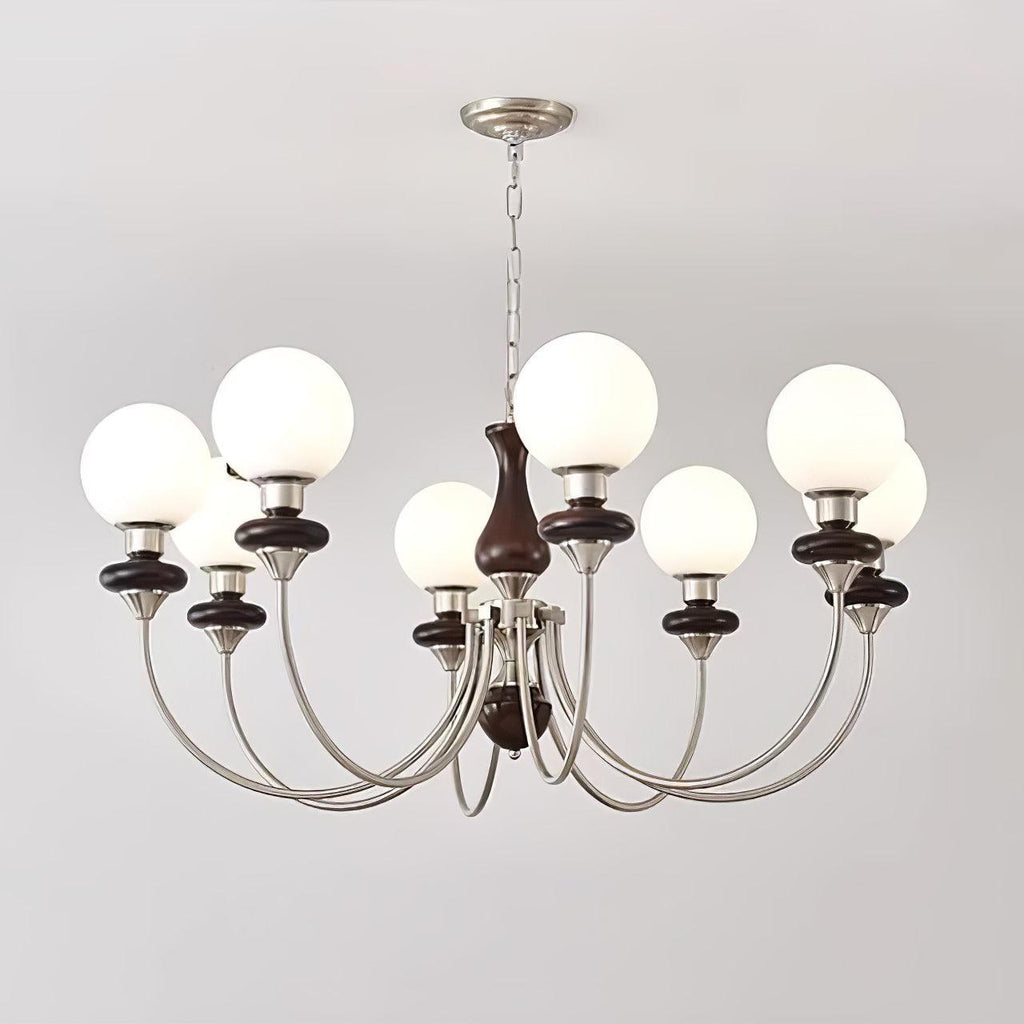 Lustra Chandelier Rétro Laiton Noyer Verre - Neutralighting