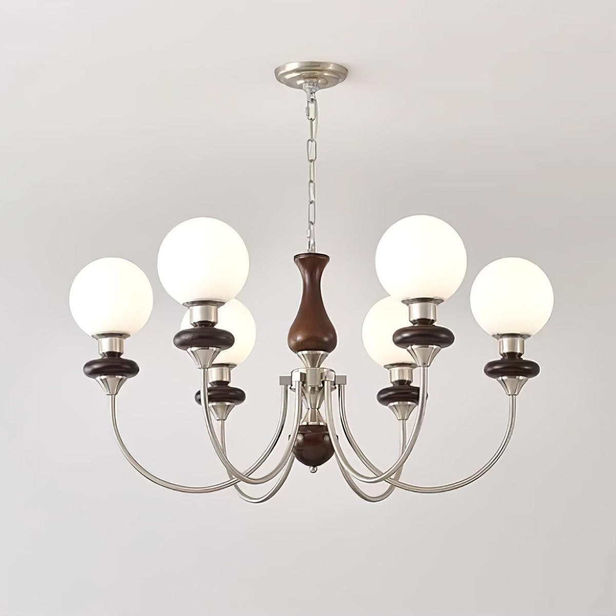 Lustra Chandelier Rétro Laiton Noyer Verre - Neutralighting