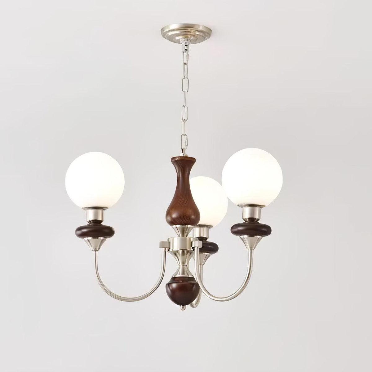 Lustra Chandelier Rétro Laiton Noyer Verre - Neutralighting
