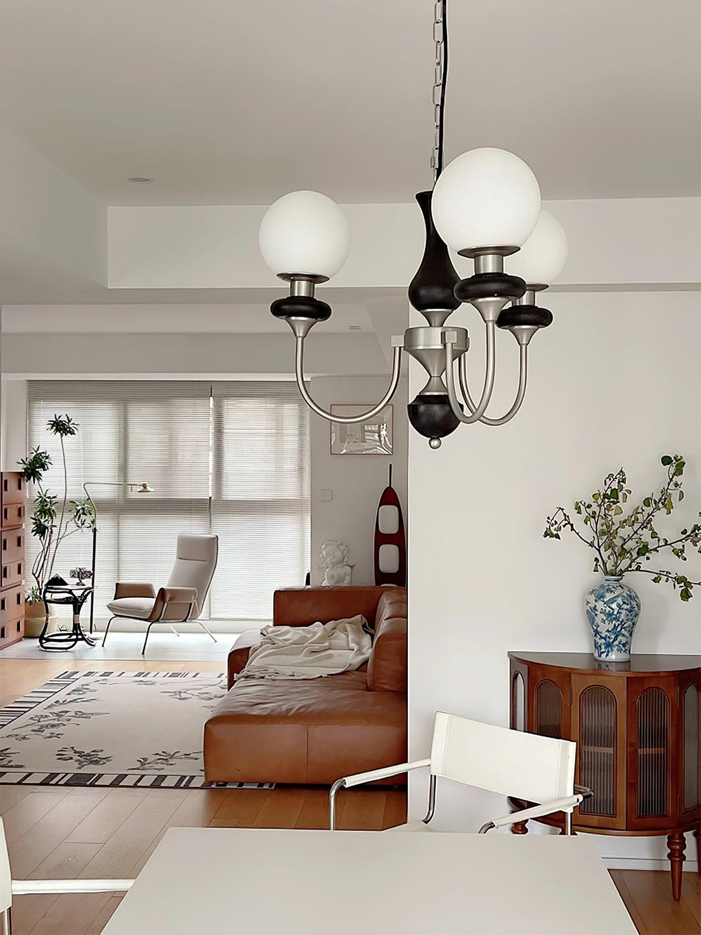 Lustra Chandelier Rétro Laiton Noyer Verre - Neutralighting