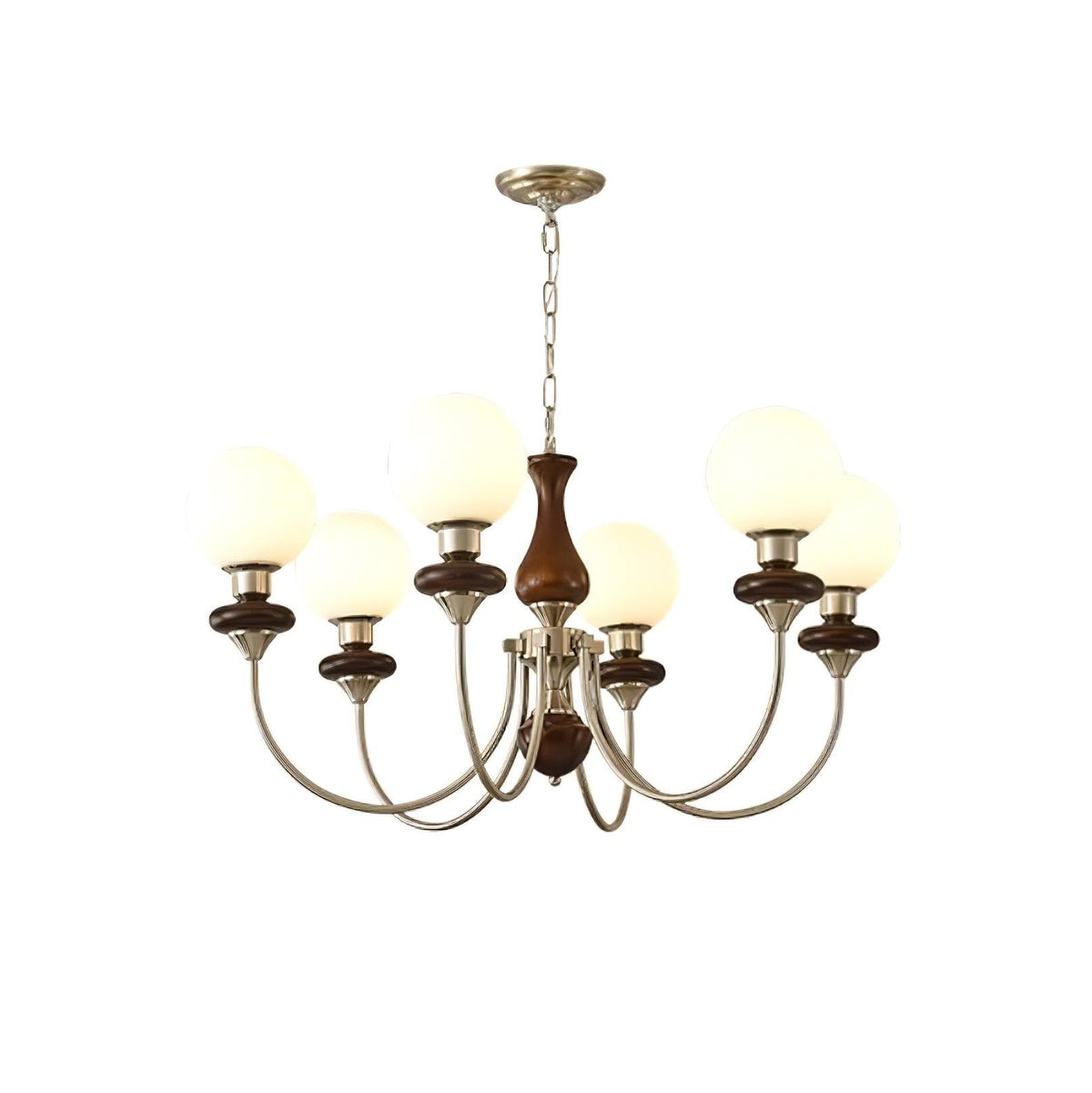 Lustra Chandelier Rétro Laiton Noyer Verre - Neutralighting