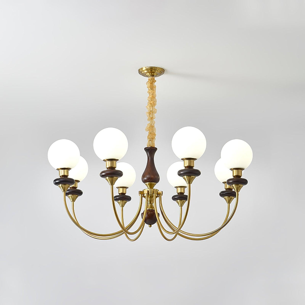 Lustra Chandelier Rétro Laiton Noyer Verre - Neutralighting