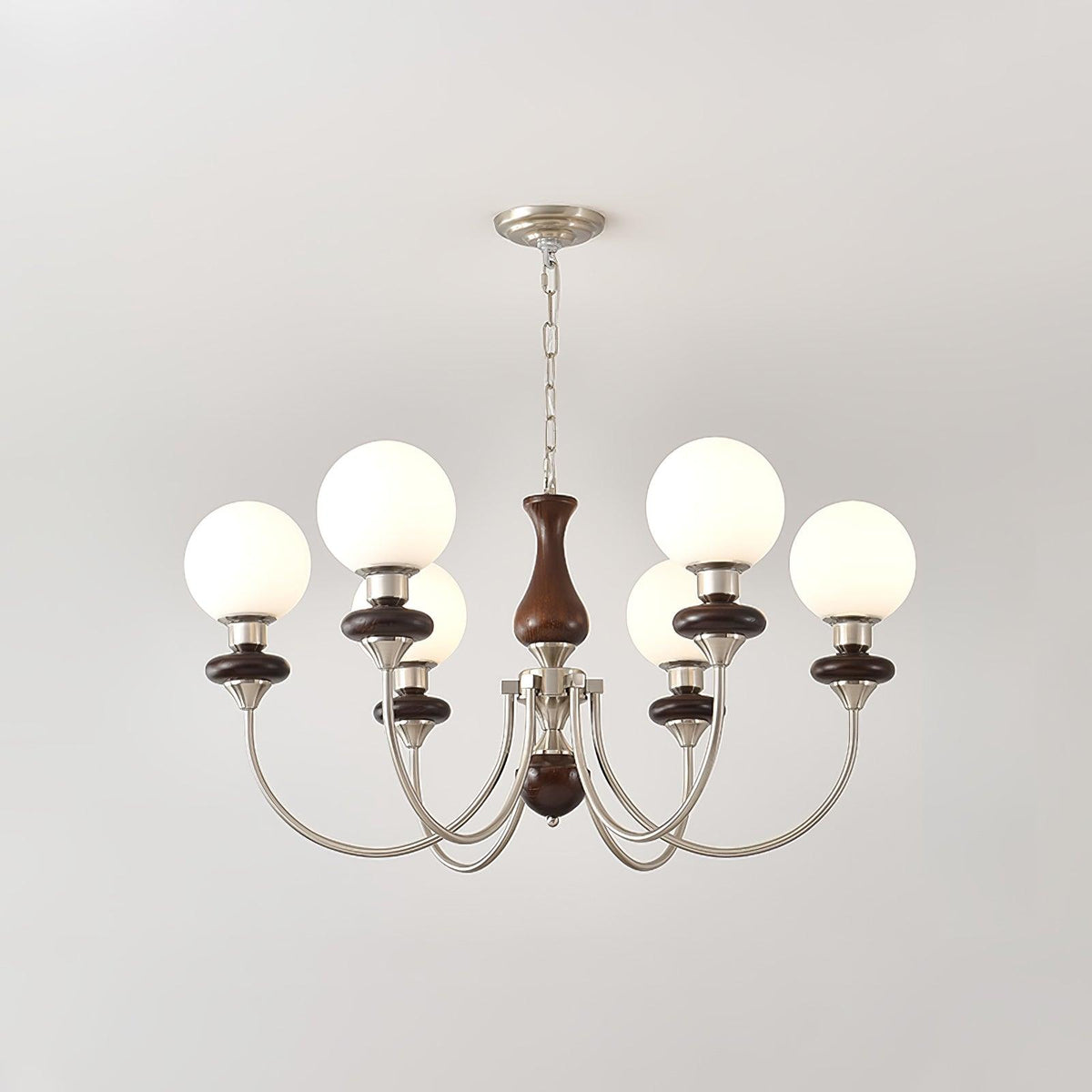 Lustra Chandelier Rétro Laiton Noyer Verre - Neutralighting