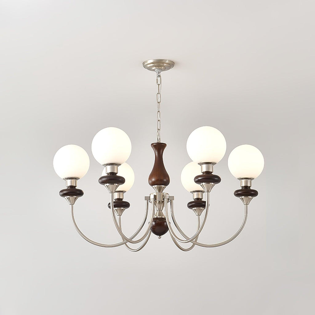 Lustra Chandelier Rétro Laiton Noyer Verre - Neutralighting