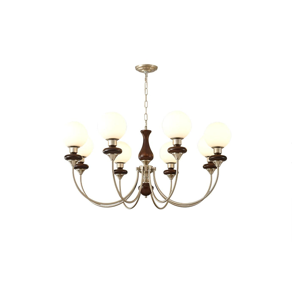 Lustra Chandelier Rétro Laiton Noyer Verre - Neutralighting