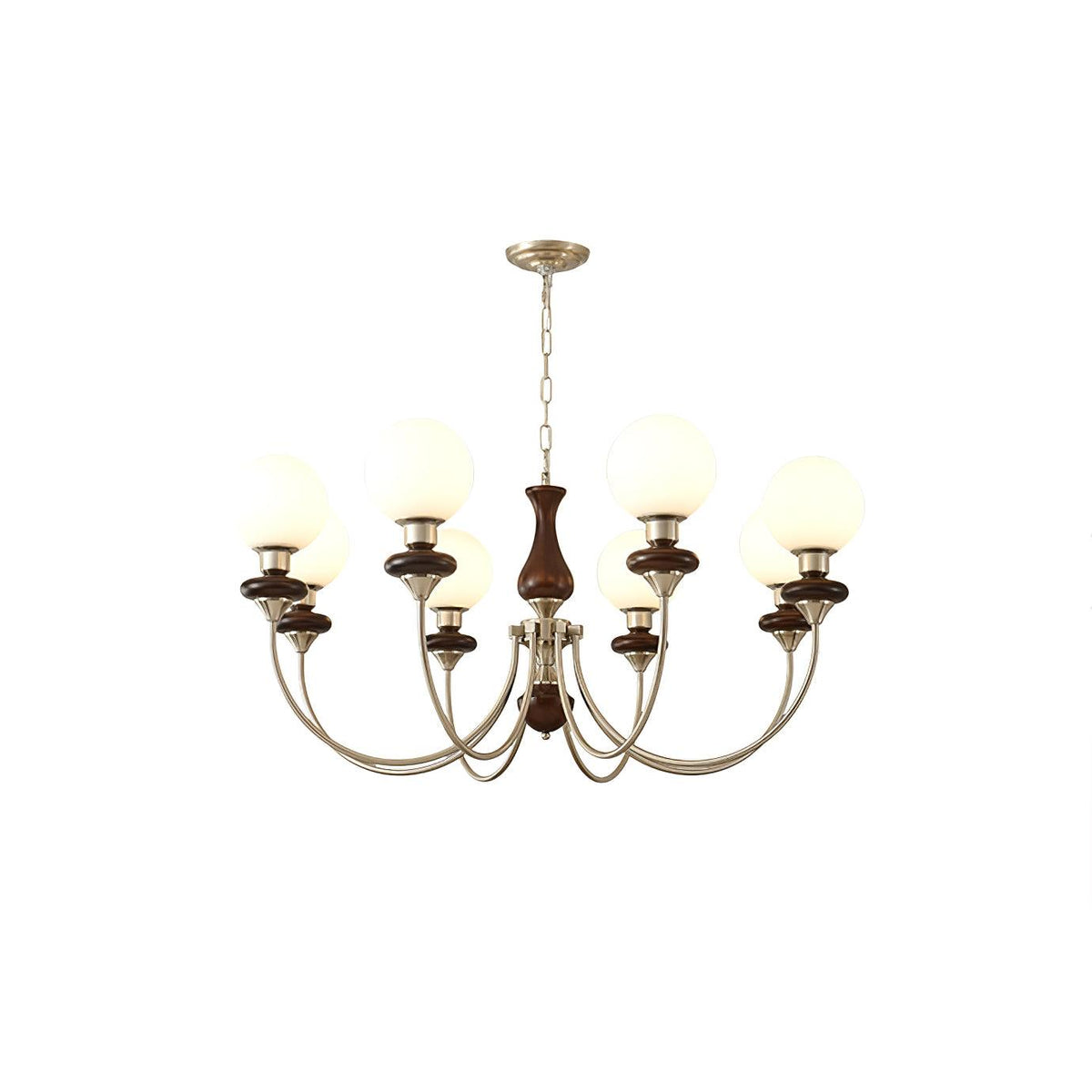 Lustra Chandelier Rétro Laiton Noyer Verre - Neutralighting