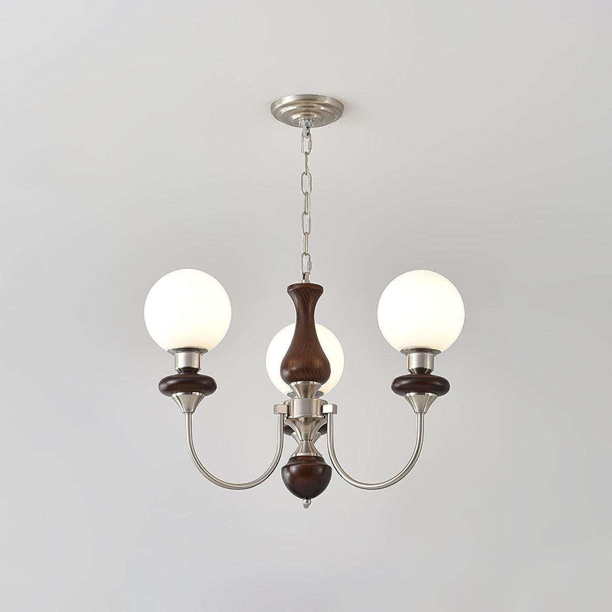 Lustra Chandelier Rétro Laiton Noyer Verre - Neutralighting