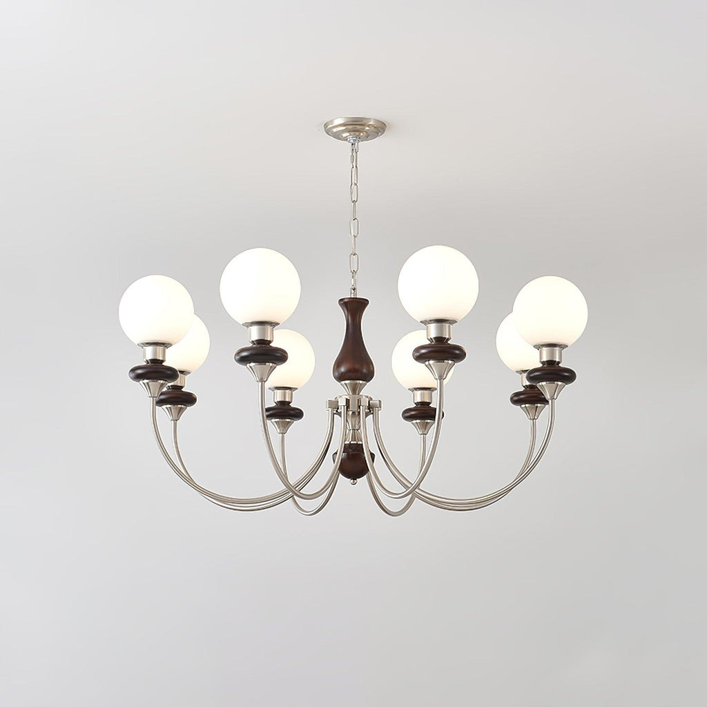 Lustra Chandelier Rétro Laiton Noyer Verre - Neutralighting