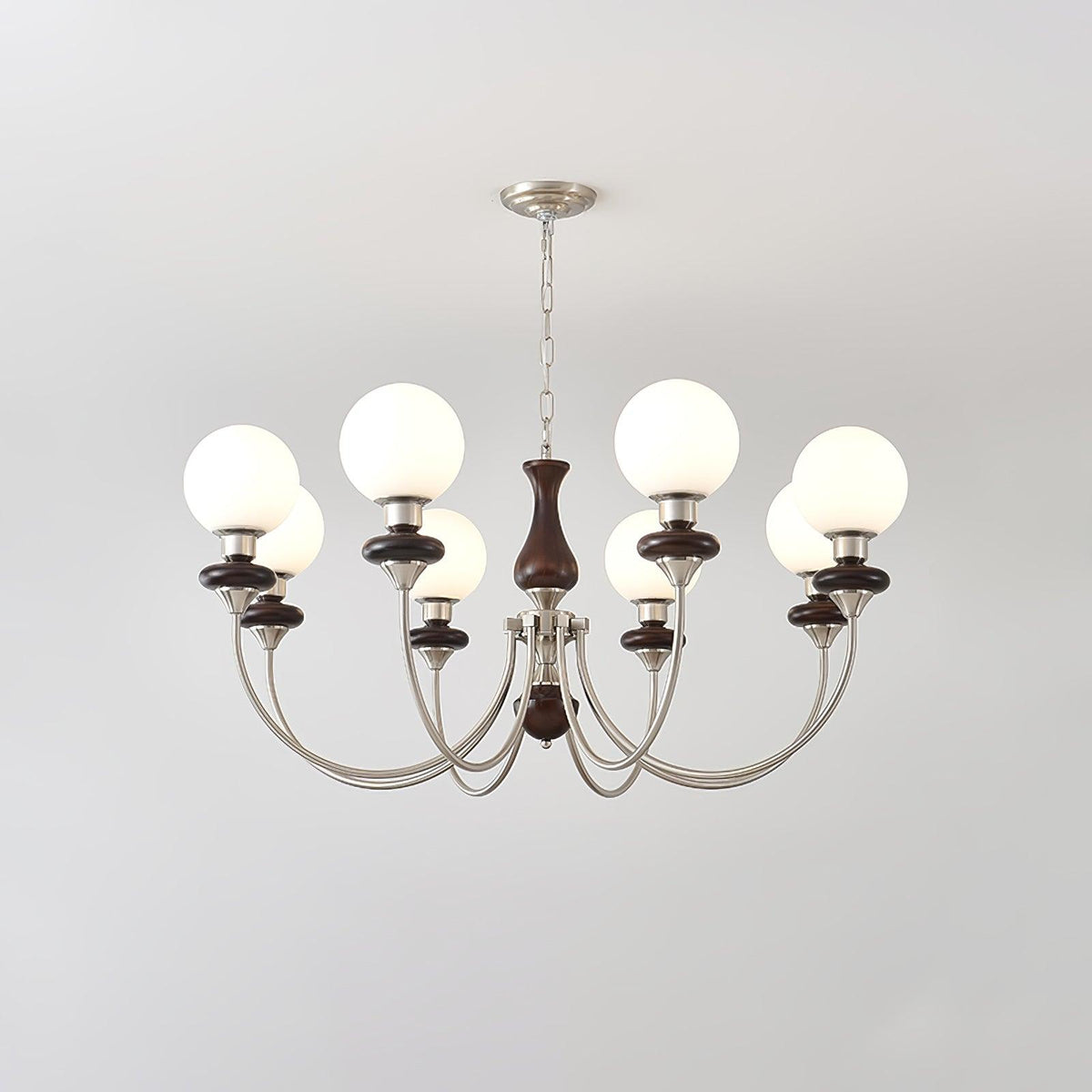 Lustra Chandelier Rétro Laiton Noyer Verre - Neutralighting