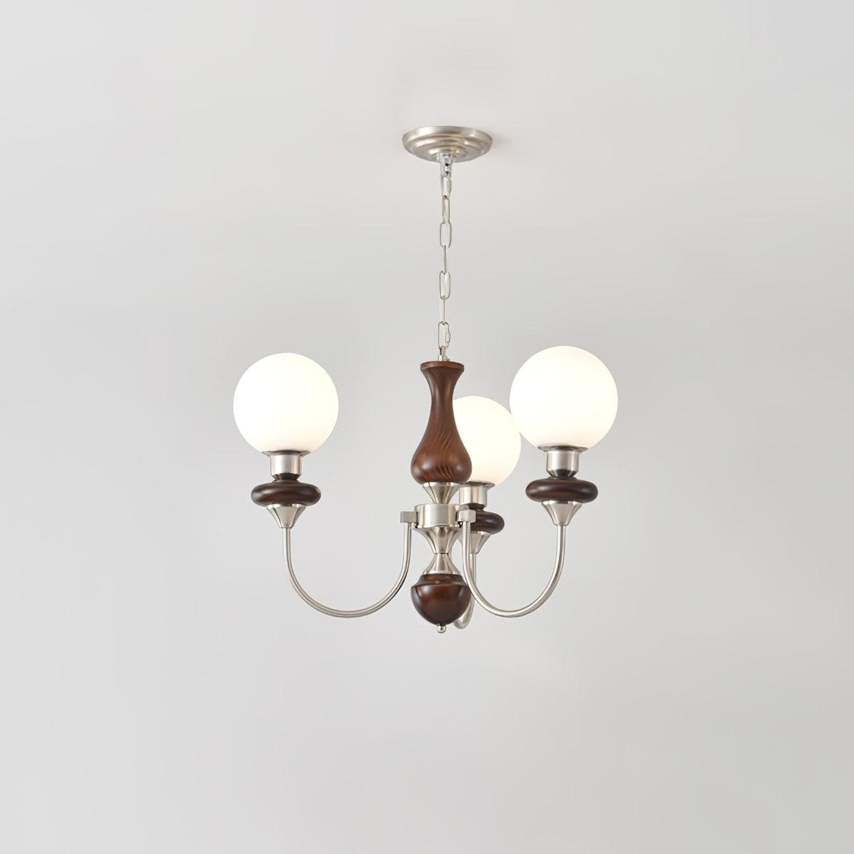 Lustra Chandelier Rétro Laiton Noyer Verre - Neutralighting
