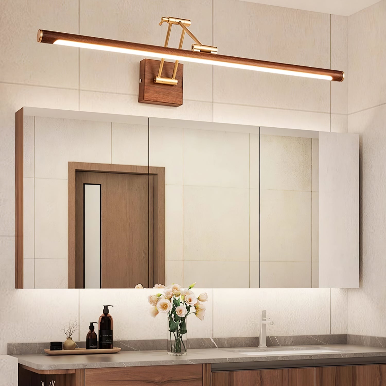 Arvararae Applique Murale Linéaire Ajustable en Noyer - Neutralighting