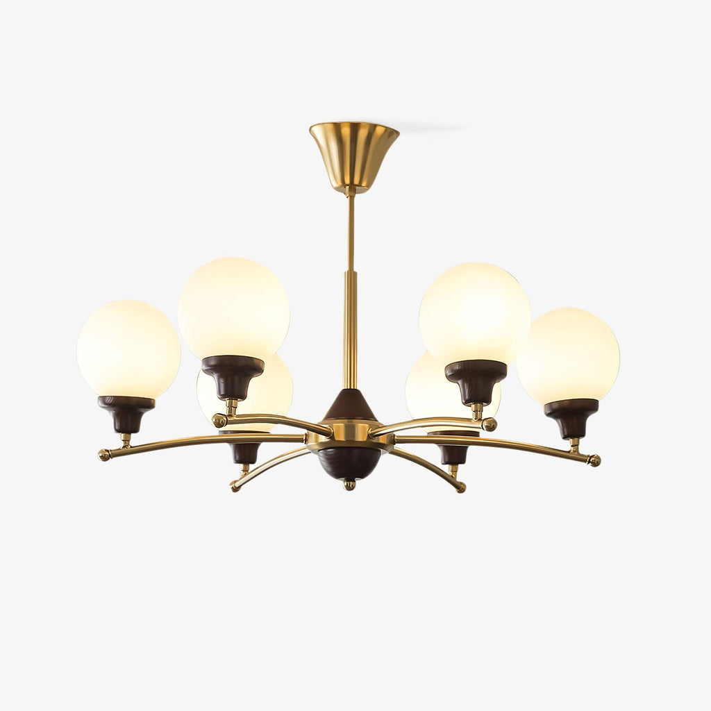 Lustra Chandelier Boules en Verre et Noyer - Neutralighting