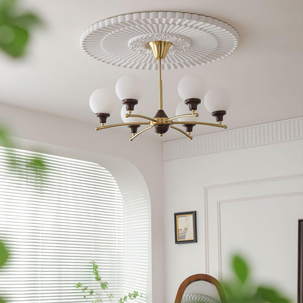 Lustra Chandelier Boules en Verre et Noyer - Neutralighting