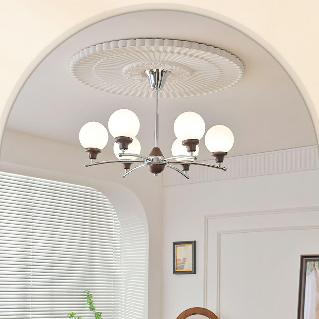 Lustra Chandelier Boules en Verre et Noyer - Neutralighting